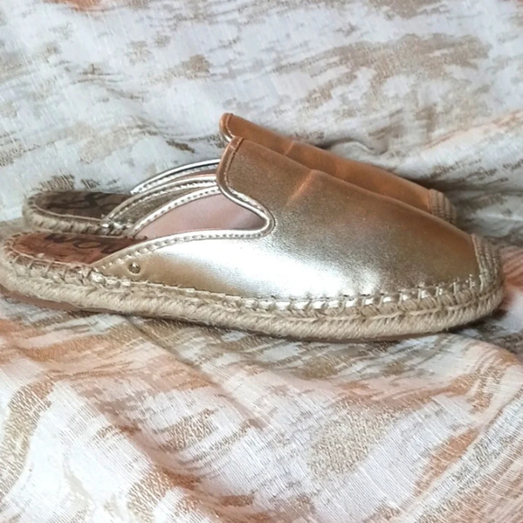 Sam Edelman Kerry Meatllic Gold Espadrille Mules size 8.5 - Picture 6 of 10